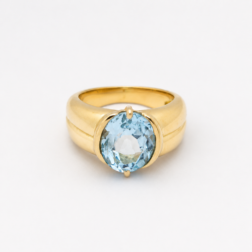 Bague 49 Bague en or jaune 18 carats et topaze bleue 58 Facettes 29045