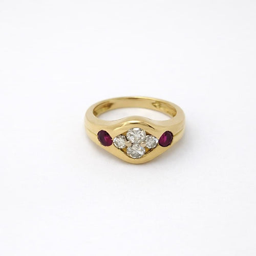Bague 50 Bague en or jaune 18 carats, diamants et rubis 58 Facettes 29011