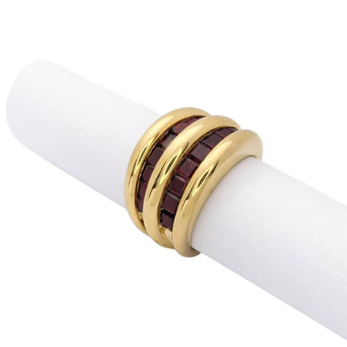 Bague 53 Verney - Bague en or jaune et rubis calibrés 58 Facettes 28795