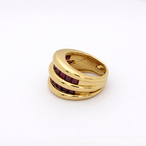 Bague 53 Verney - Bague en or jaune et rubis calibrés 58 Facettes 28795