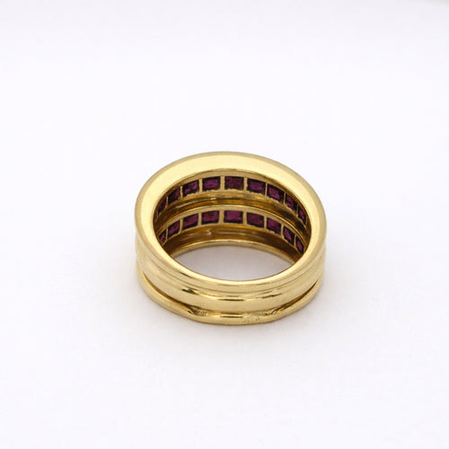 Bague 53 Verney - Bague en or jaune et rubis calibrés 58 Facettes 28795