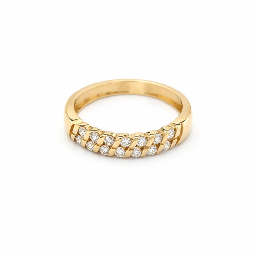 Bague 53 Demi-alliance en or jaune 18 carats et diamants 58 Facettes 29035