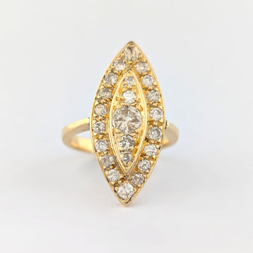 Bague 48 Marquise - Bague Art déco en or jaune et diamants 58 Facettes 29588