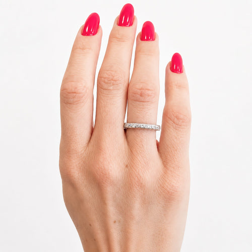 Bague 54 Alliance en or blanc 18 carats et diamants 58 Facettes 29791
