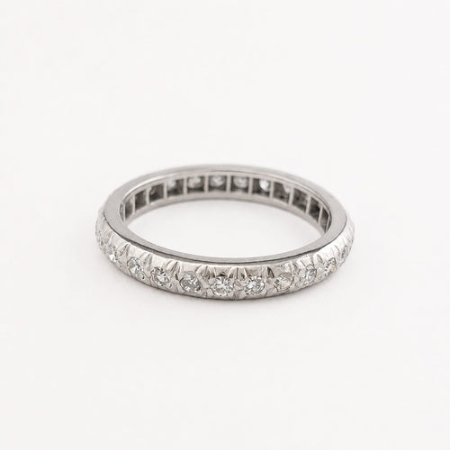 Bague 54 Alliance en or blanc 18 carats et diamants 58 Facettes 29791