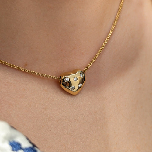 Collier Collier cœur en or jaune et diamants 58 Facettes 29705
