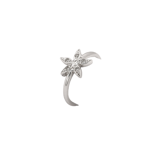 Bague 48 Bague fleur en or blanc et diamants 58 Facettes 30091