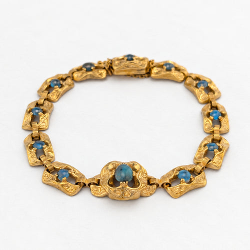 Bracelet Bracelet en or jaune 18 carats et turquoises 58 Facettes 27765