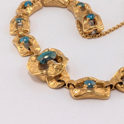 Bracelet Bracelet en or jaune 18 carats et turquoises 58 Facettes 27765
