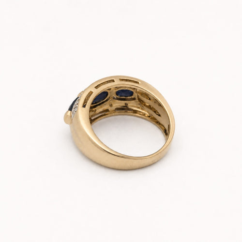 Bague 51.5 Bague bandeau en or jaune, diamants et saphirs 58 Facettes 30891