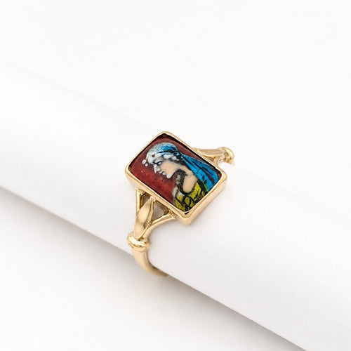 Bague 54 Bague portrait en or jaune et émail 58 Facettes 31134