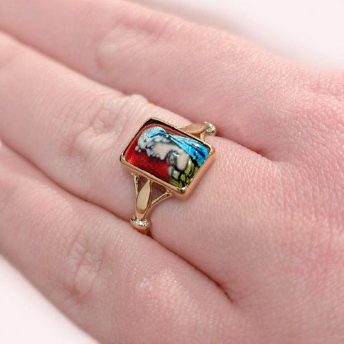 Bague 54 Bague portrait en or jaune et émail 58 Facettes 31134