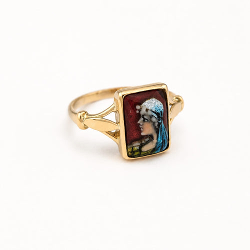 Bague 54 Bague portrait en or jaune et émail 58 Facettes 31134