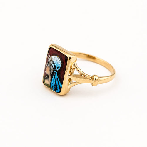 Bague 54 Bague portrait en or jaune et émail 58 Facettes 31134