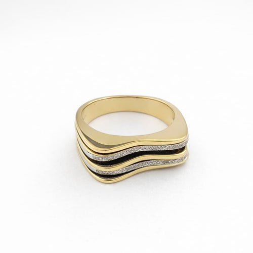 Bague 58 Bague architecturée en or jaune et or blanc 58 Facettes 31226