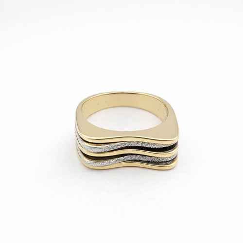 Bague 58 Bague architecturée en or jaune et or blanc 58 Facettes 31226