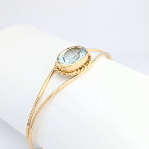 Bracelet Bracelet jonc en or jaune 18 carats et aigue-marine 58 Facettes 31240