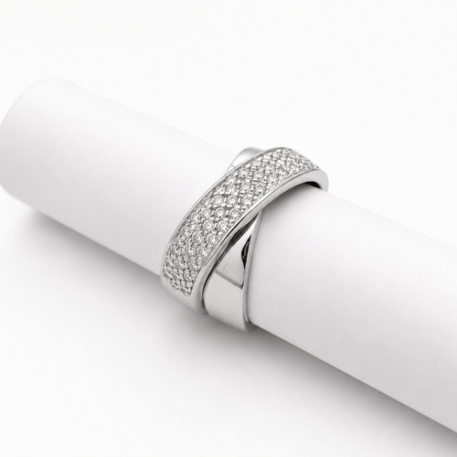 Bague 52 Bague croisée en or blanc et diamants 58 Facettes 31893