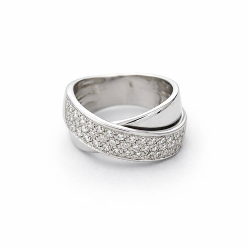 Bague 52 Bague croisée en or blanc et diamants 58 Facettes 31893