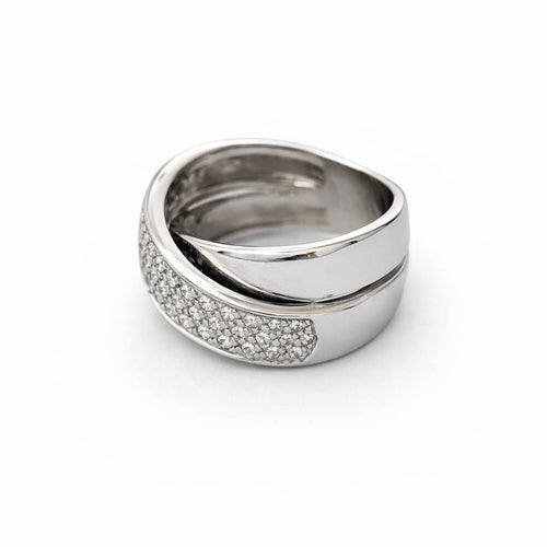 Bague 52 Bague croisée en or blanc et diamants 58 Facettes 31893