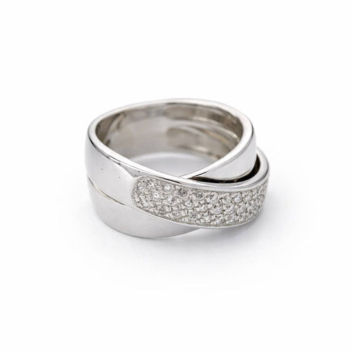 Bague 52 Bague croisée en or blanc et diamants 58 Facettes 31893