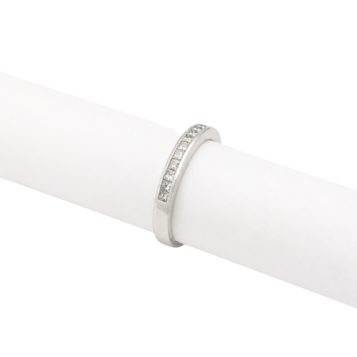 Bague 53 Demi-alliance - Bague en or blanc et diamants princesse 58 Facettes 31889