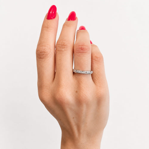 Bague 53 Demi-alliance - Bague en or blanc et diamants princesse 58 Facettes 31889