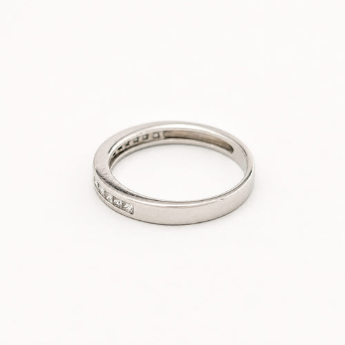 Bague 53 Demi-alliance - Bague en or blanc et diamants princesse 58 Facettes 31889