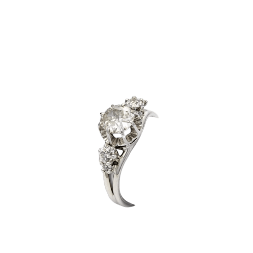 Bague 54 Bague trilogie en or blanc et diamants taille ancienne 58 Facettes 31885