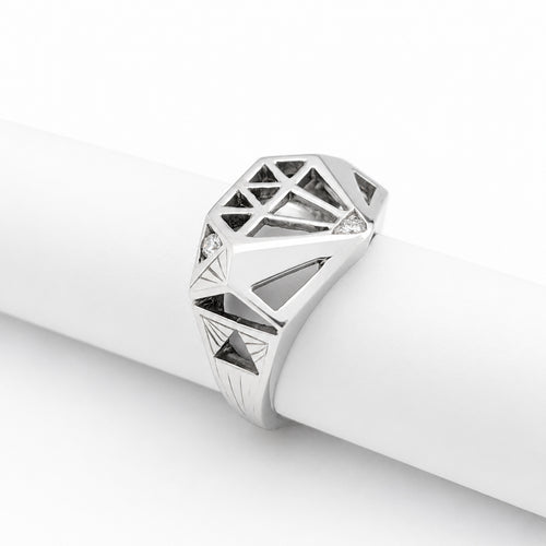 Bague 63.5 Flav x Le Diamantaire - Chevalière Chic and Bling en or blanc et diamants 58 Facettes 32227