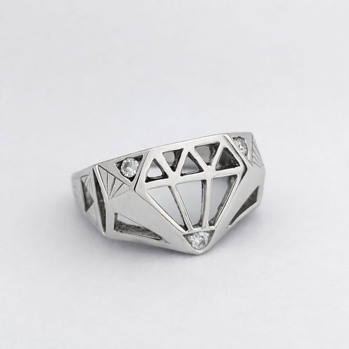 Bague 63.5 Flav x Le Diamantaire - Chevalière Chic and Bling en or blanc et diamants 58 Facettes 32227