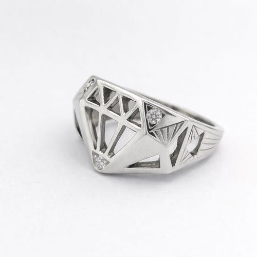Bague 63.5 Flav x Le Diamantaire - Chevalière Chic and Bling en or blanc et diamants 58 Facettes 32227