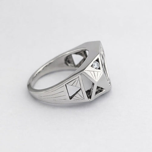 Bague 63.5 Flav x Le Diamantaire - Chevalière Chic and Bling en or blanc et diamants 58 Facettes 32227