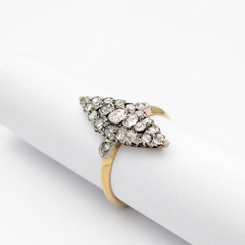 Bague 53 Bague marquise en or jaune, or blanc et diamants 58 Facettes 32190