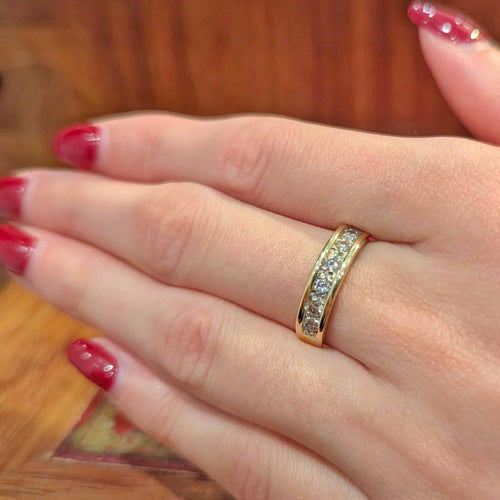 Bague 55 Bague demi-alliance en or jaune 18 carats et diamants 58 Facettes 32650