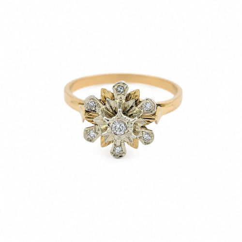 Bague 56 Bague fleur en or jaune 18 carats et diamants 58 Facettes 32701