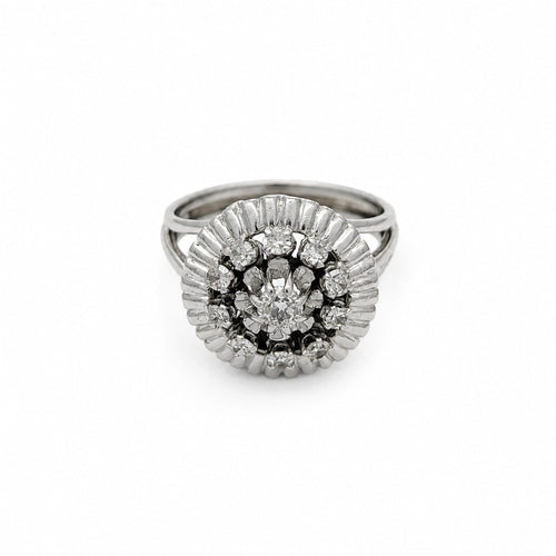 Bague 55 Bague marguerite en or blanc et diamants 58 Facettes 32932