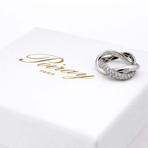 Bague 48 Poiray Tresse - Bague en or blanc et diamants 58 Facettes 32675