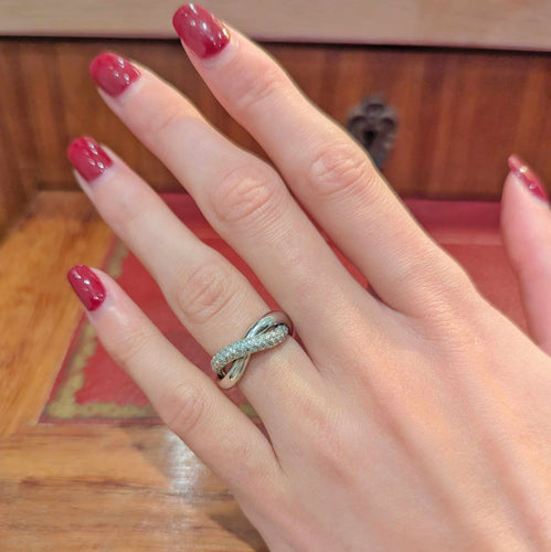 Bague 48 Poiray Tresse - Bague en or blanc et diamants 58 Facettes 32675