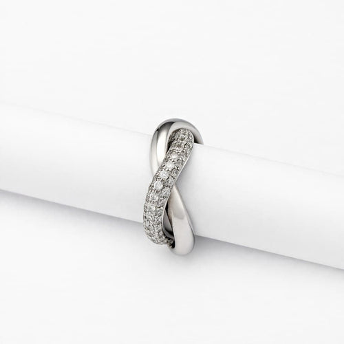 Bague 48 Poiray Tresse - Bague en or blanc et diamants 58 Facettes 32675