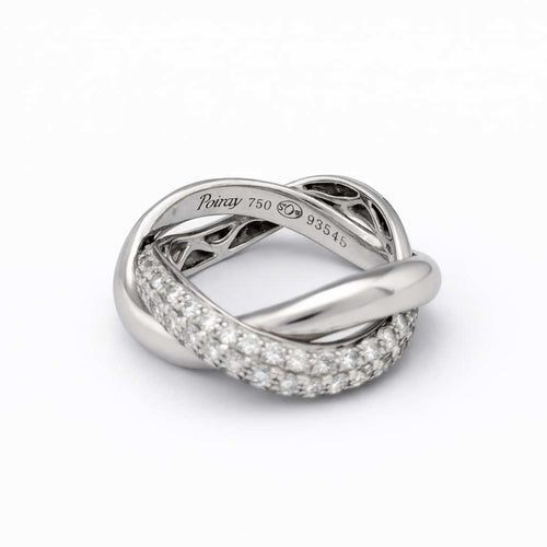 Bague 48 Poiray Tresse - Bague en or blanc et diamants 58 Facettes 32675