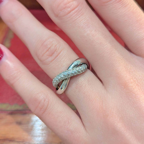 Bague 48 Poiray Tresse - Bague en or blanc et diamants 58 Facettes 32675