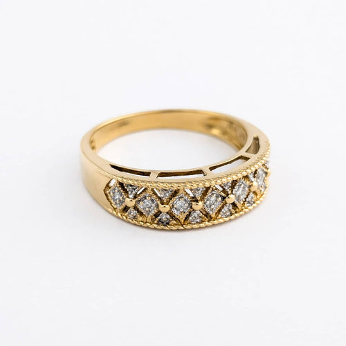 Bague 58 Bague demi-alliance en or jaune 18 carats et diamants 58 Facettes 32619