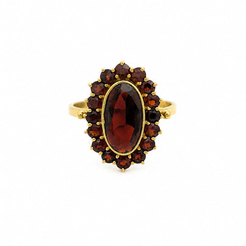 Bague 55 Bague marguerite en or jaune et grenats 58 Facettes 32826