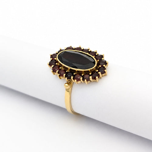 Bague 55 Bague marguerite en or jaune et grenats 58 Facettes 32826