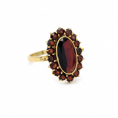 Bague 55 Bague marguerite en or jaune et grenats 58 Facettes 32826