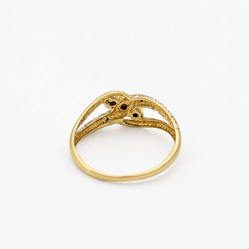 Bague 53 Bague croisée en or jaune, or blanc, diamants et rubis 58 Facettes 32235