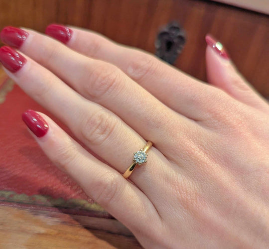 Bague 49 Solitaire - Bague marguerite en or jaune et diamants 58 Facettes 32241