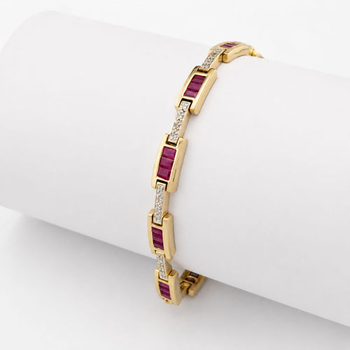 Bracelet Bracelet en or jaune 18 carats, rubis et diamants 58 Facettes 33380