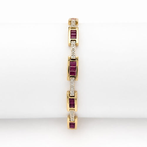 Bracelet Bracelet en or jaune 18 carats, rubis et diamants 58 Facettes 33380